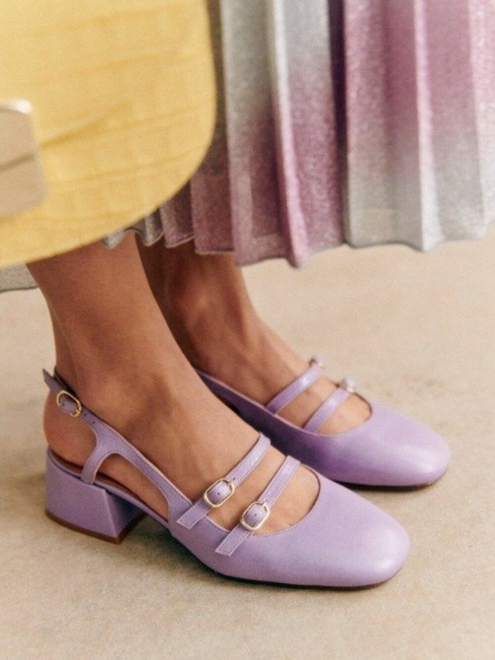 Sezane Paula Babies, Patent Lilac, 36/6, BNWT.